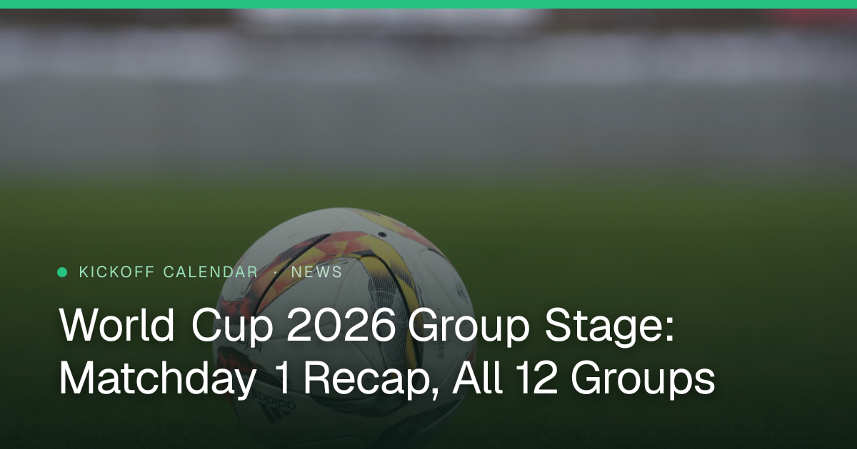 World Cup 2026 Group Stage: Matchday 1 Recap, All 12 Groups